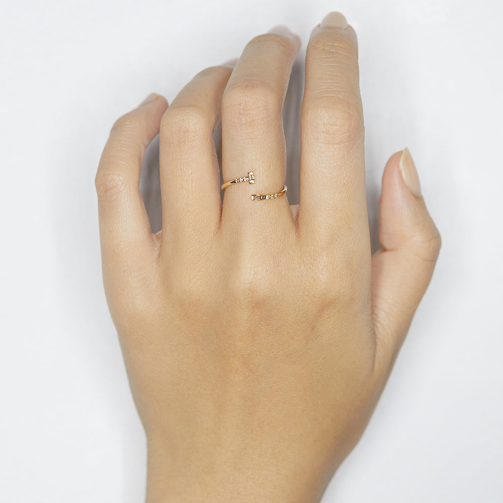 Gravity open diamond ring