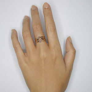 Gravity full stack ring (with marquise diamond)