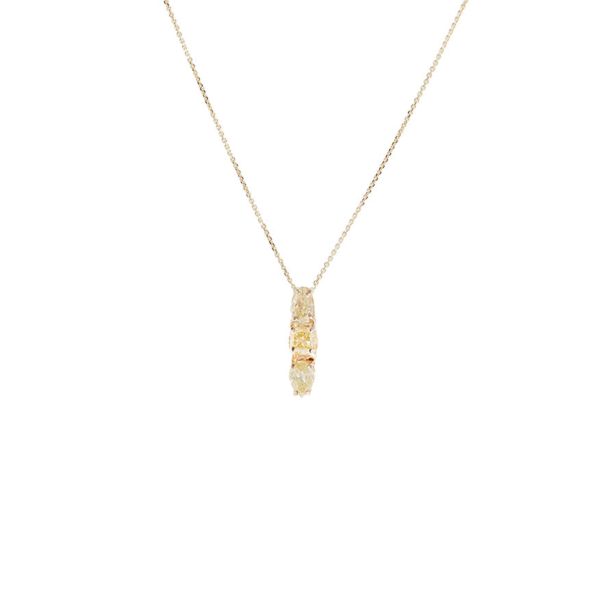 Stardust light yellow three diamond bar necklace