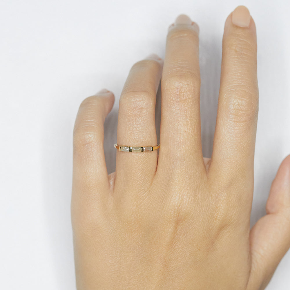 XW Bridal baguette rose cut diamond wedding band