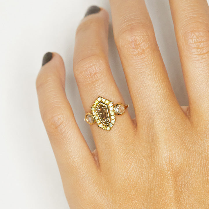 Galaxy shield champagne diamond ring