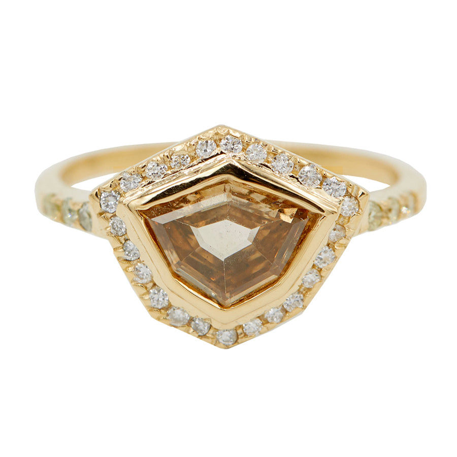 Galaxy fancy cut orange brown diamond ring - xiao wang jewelry