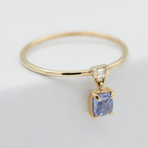 Galaxy diamond sapphire dangle ring