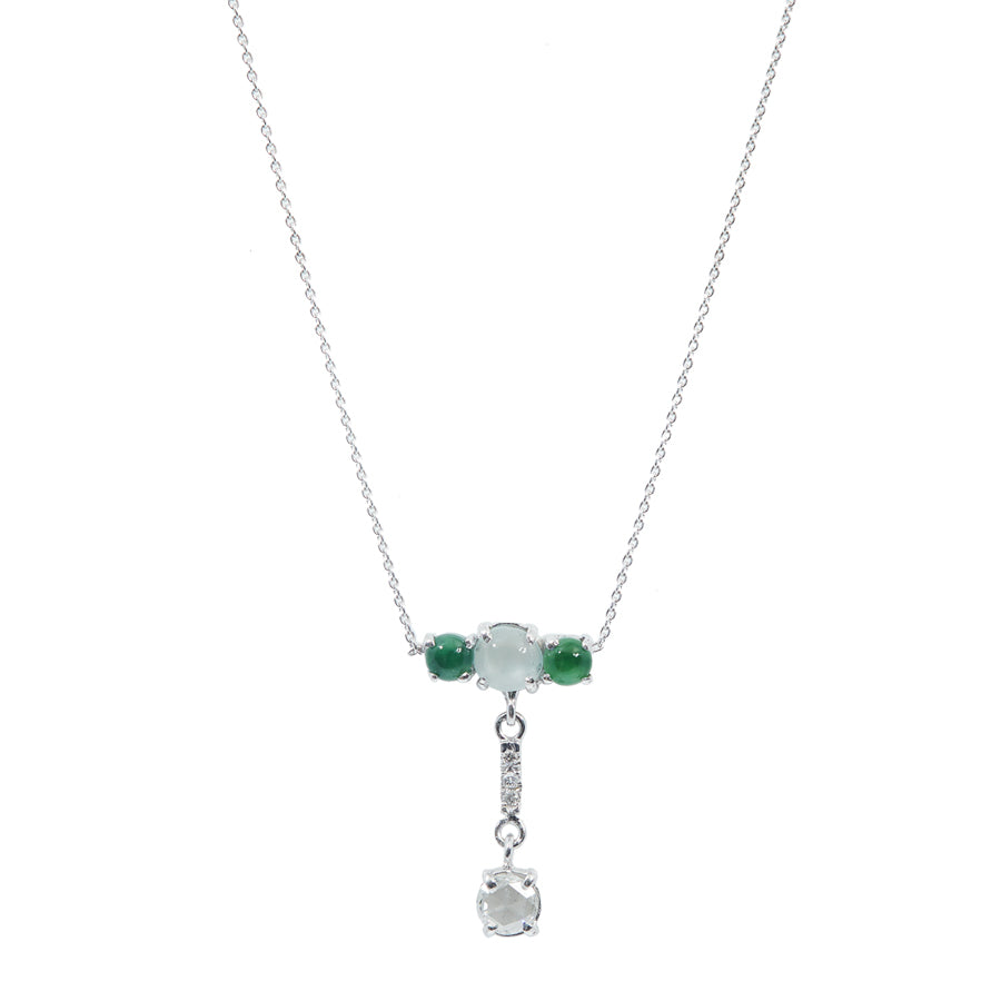 Galaxy natural icy and green jadeite diamond necklace