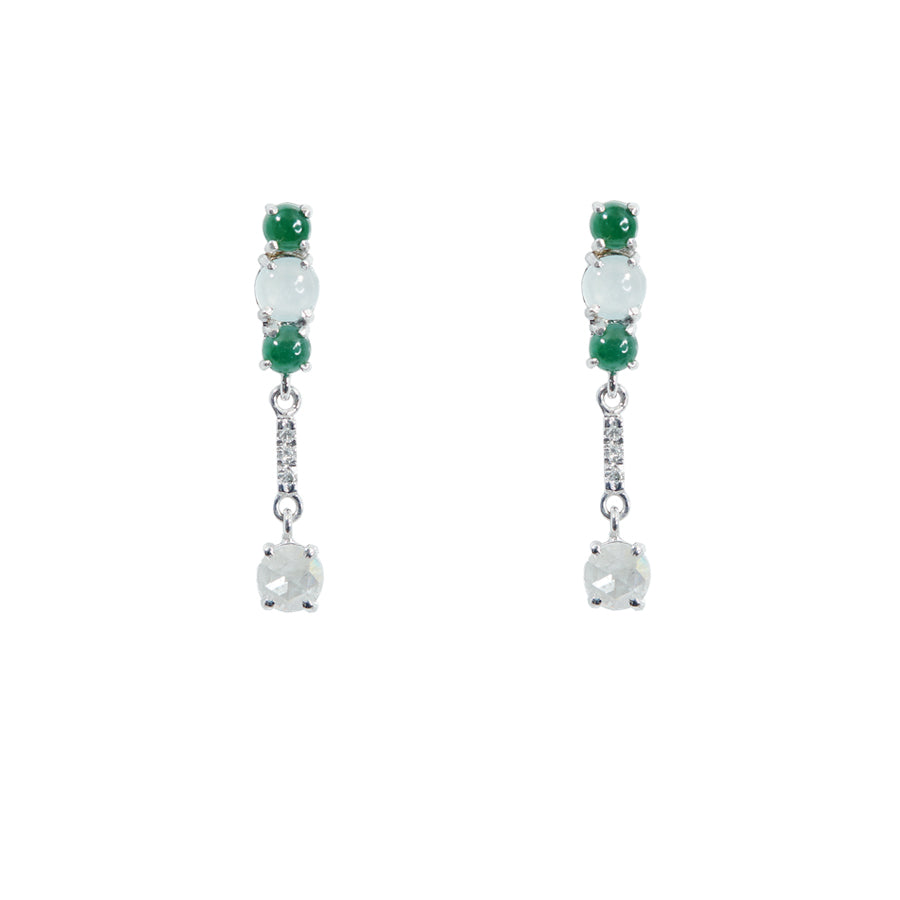 Galaxy natural icy and green jadeite diamond earrings