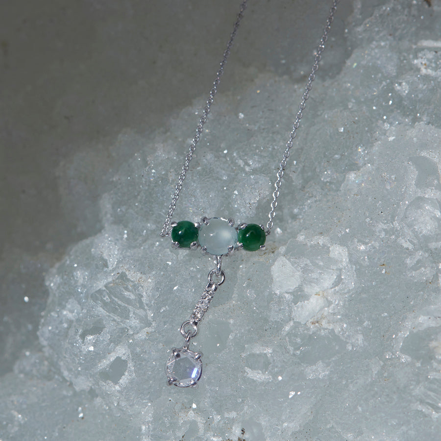 Galaxy natural icy and green jadeite diamond necklace