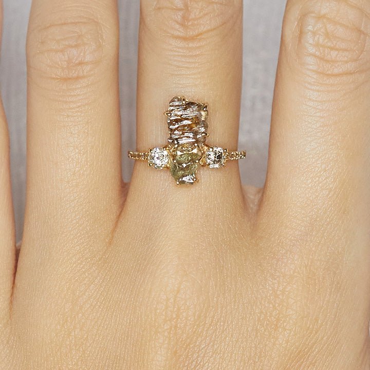 Galaxy rough double color diamond ring