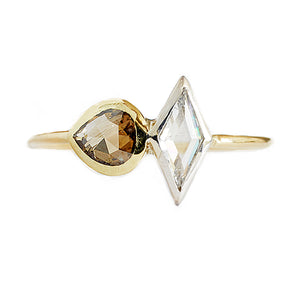 Galaxy double rose cut diamond ring - pear & kite