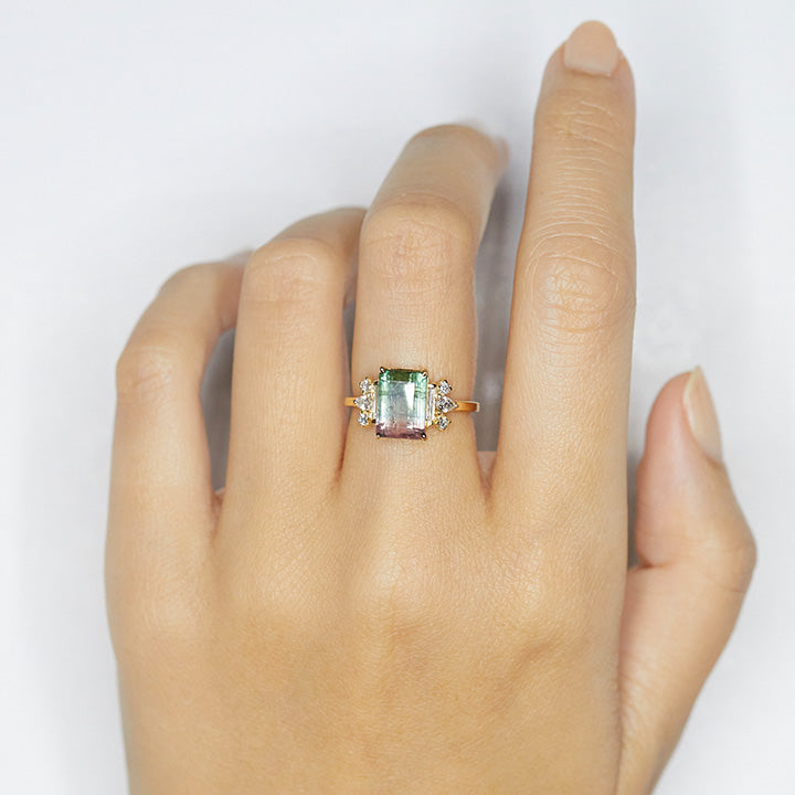 Watermelon tourmaline diamond Galaxy Ring