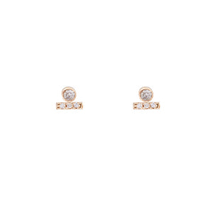 Gravity round diamond bar stud earrings