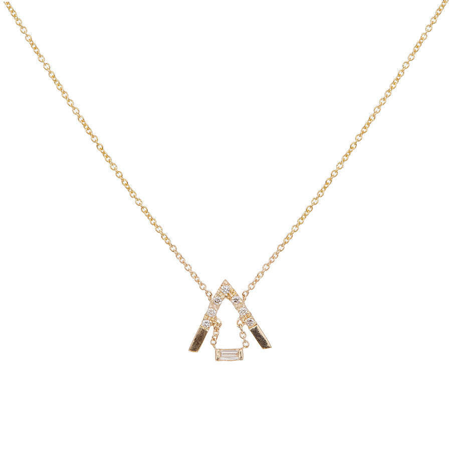 Gravity moving baguette diamond necklace