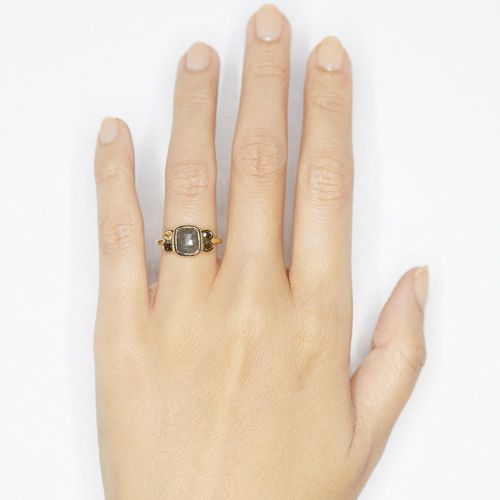 Stardust gray cushion diamond ring