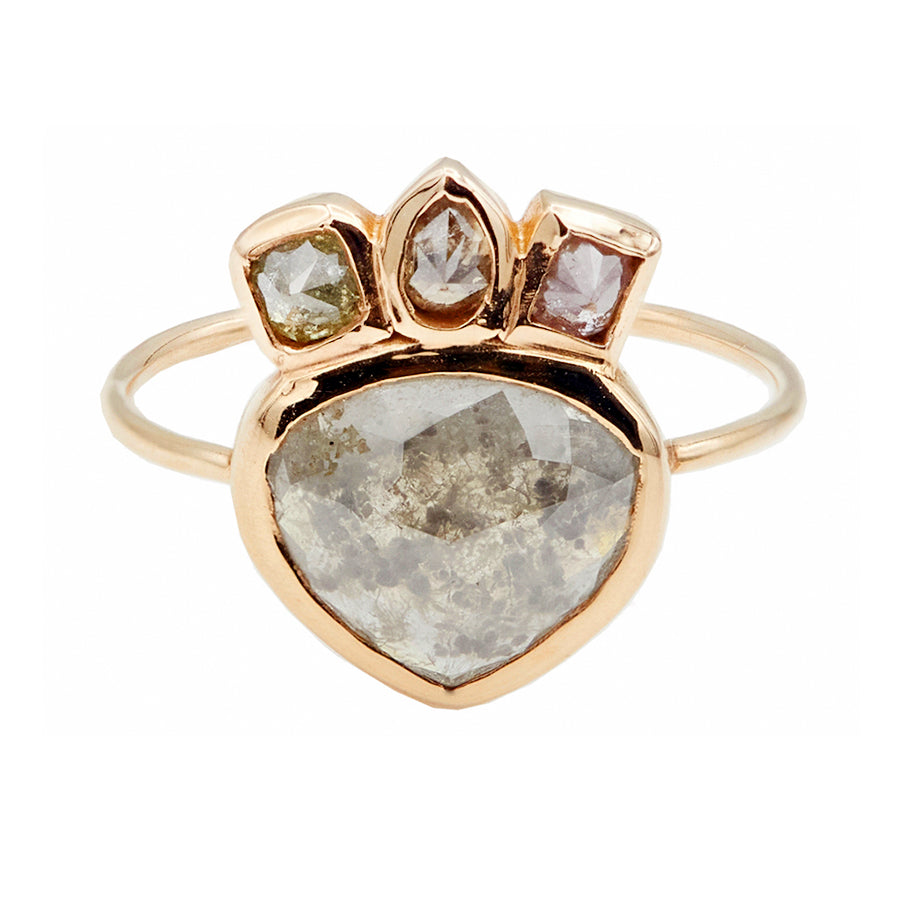Heart of Light gray rose cut diamond ring