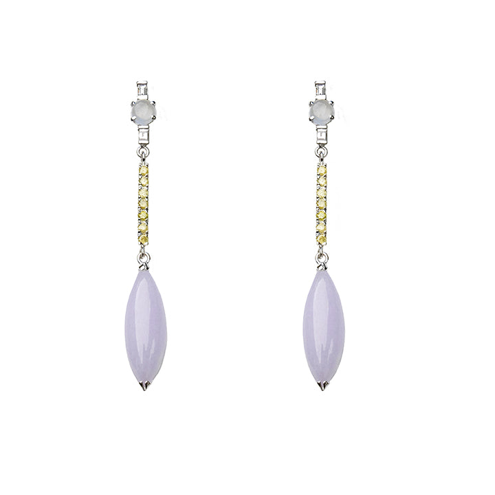 Galaxy natural icy and lavender jadeite diamond earrings