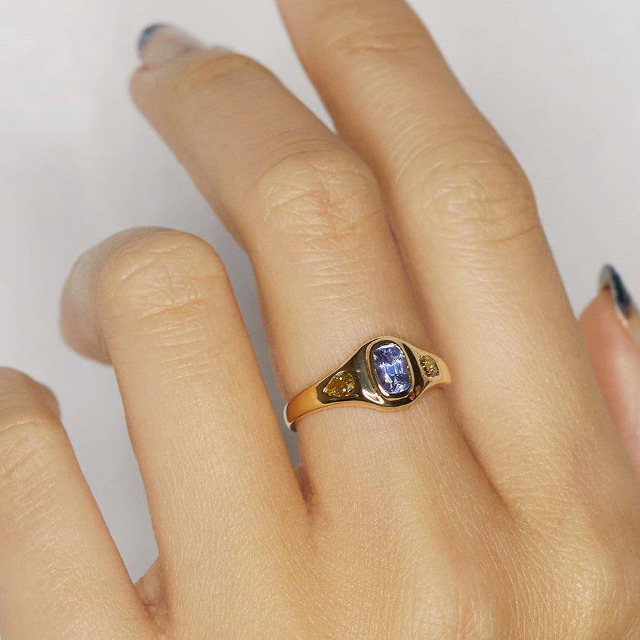 Neptune oval light blue sapphire diamond ring