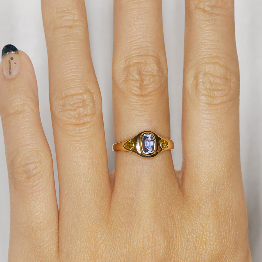 Neptune oval light blue sapphire diamond ring - xiao wang jewelry
