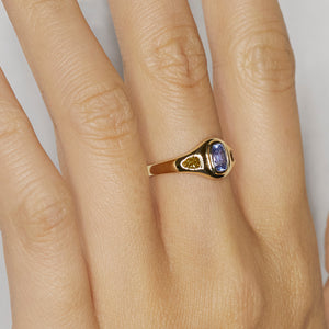 Neptune oval light blue sapphire diamond ring