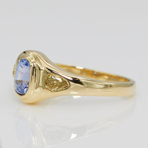 Neptune oval light blue sapphire diamond ring