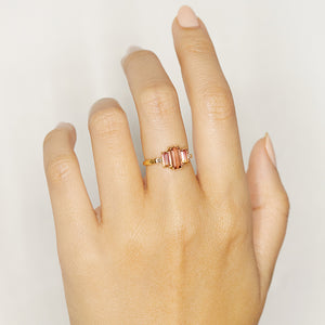 bi color tourmaline baguette diamond Galaxy Ring