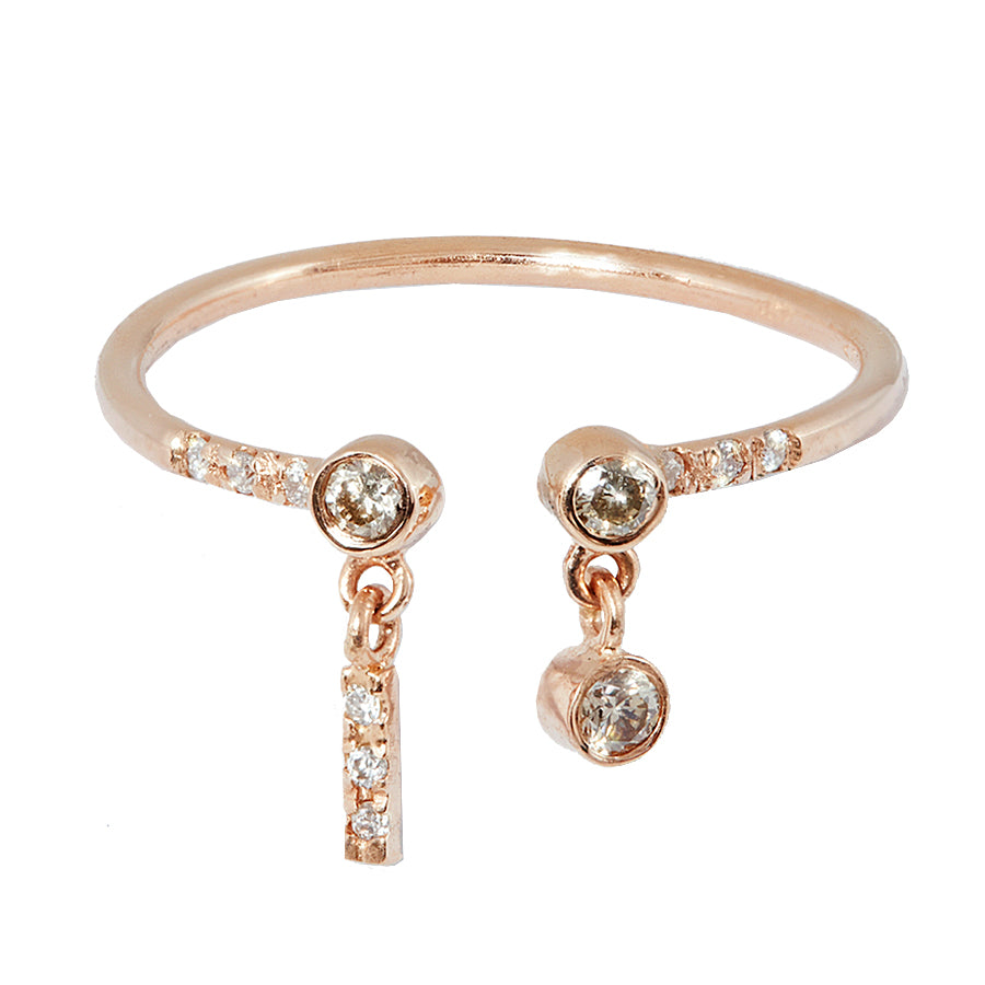 Gravity open shake diamond rose gold ring