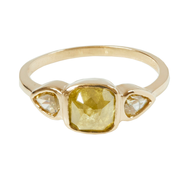 Stardust natural greenish yellow diamond ring