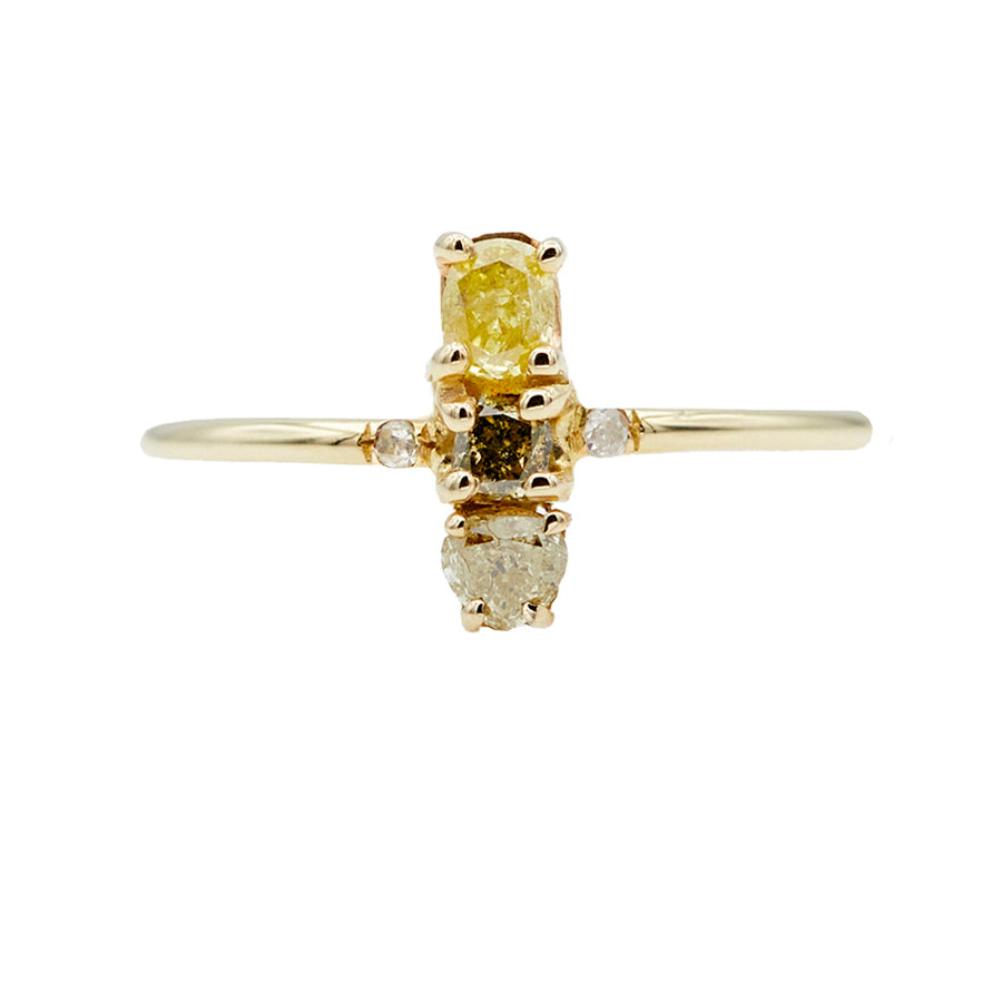 Stardust natural color three diamond ring