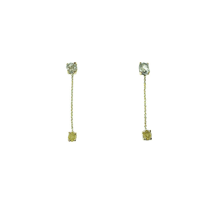 Stardust natural greenish gray rough diamond chain earrings