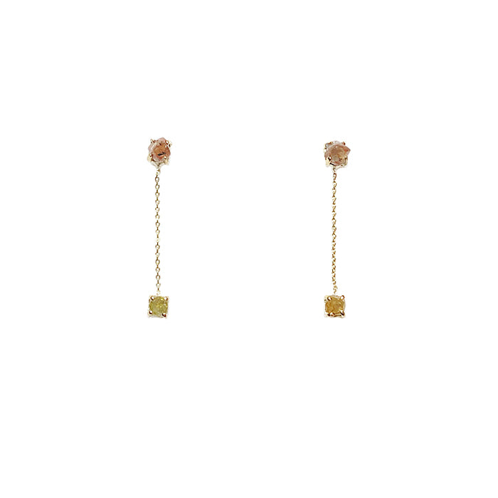 Stardust natural warm brown rough diamond chain earrings