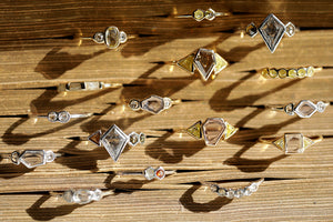XW Bridal curved light champagne rose cut diamond band
