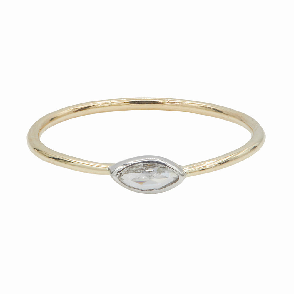 XW Bridal rose cut marquise diamond ring