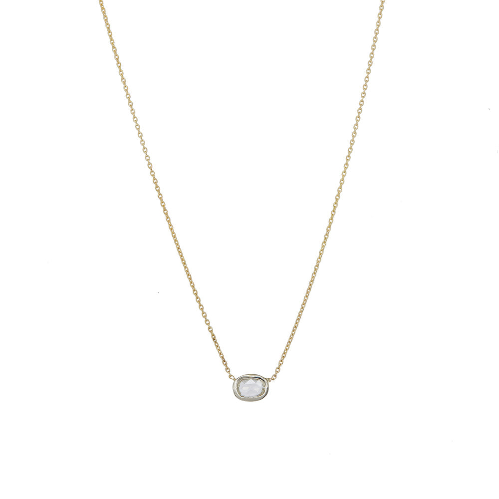 XW Bridal rose cut oval diamond necklace