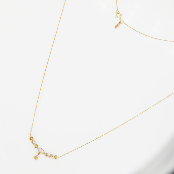 Gravity opal diamond curve necklace