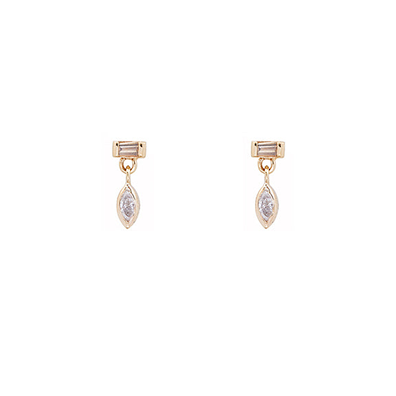 Gravity baguette marquise diamond earrings
