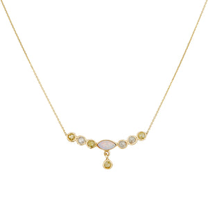Gravity opal diamond curve necklace