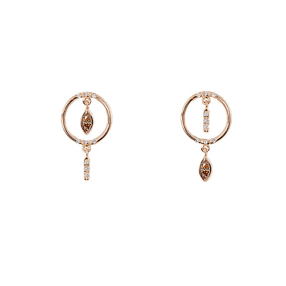 Gravity rose gold diamond earrings