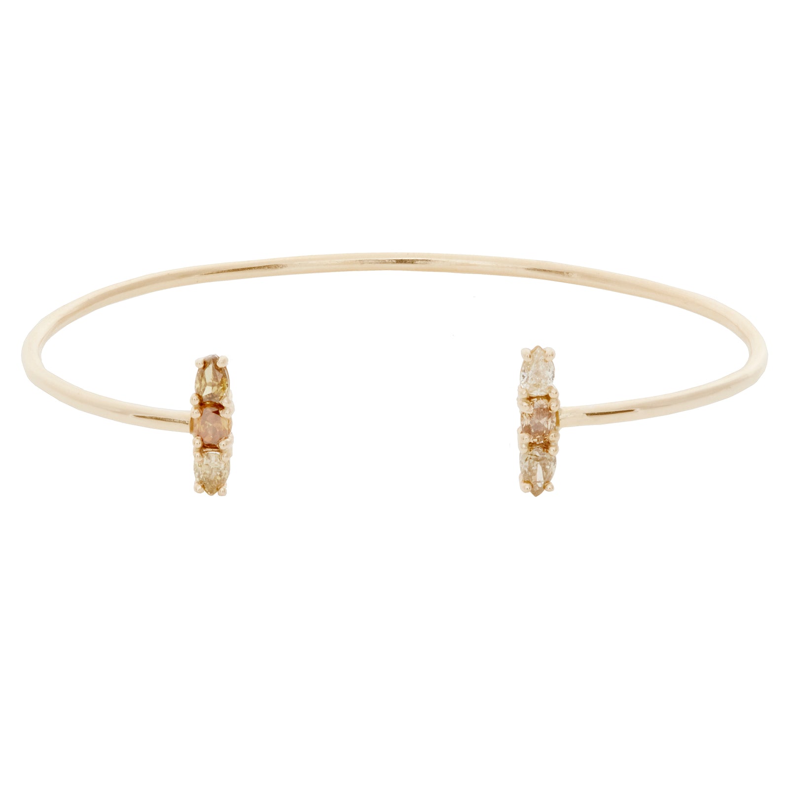 Stardust yellow gold natural color diamond cuff