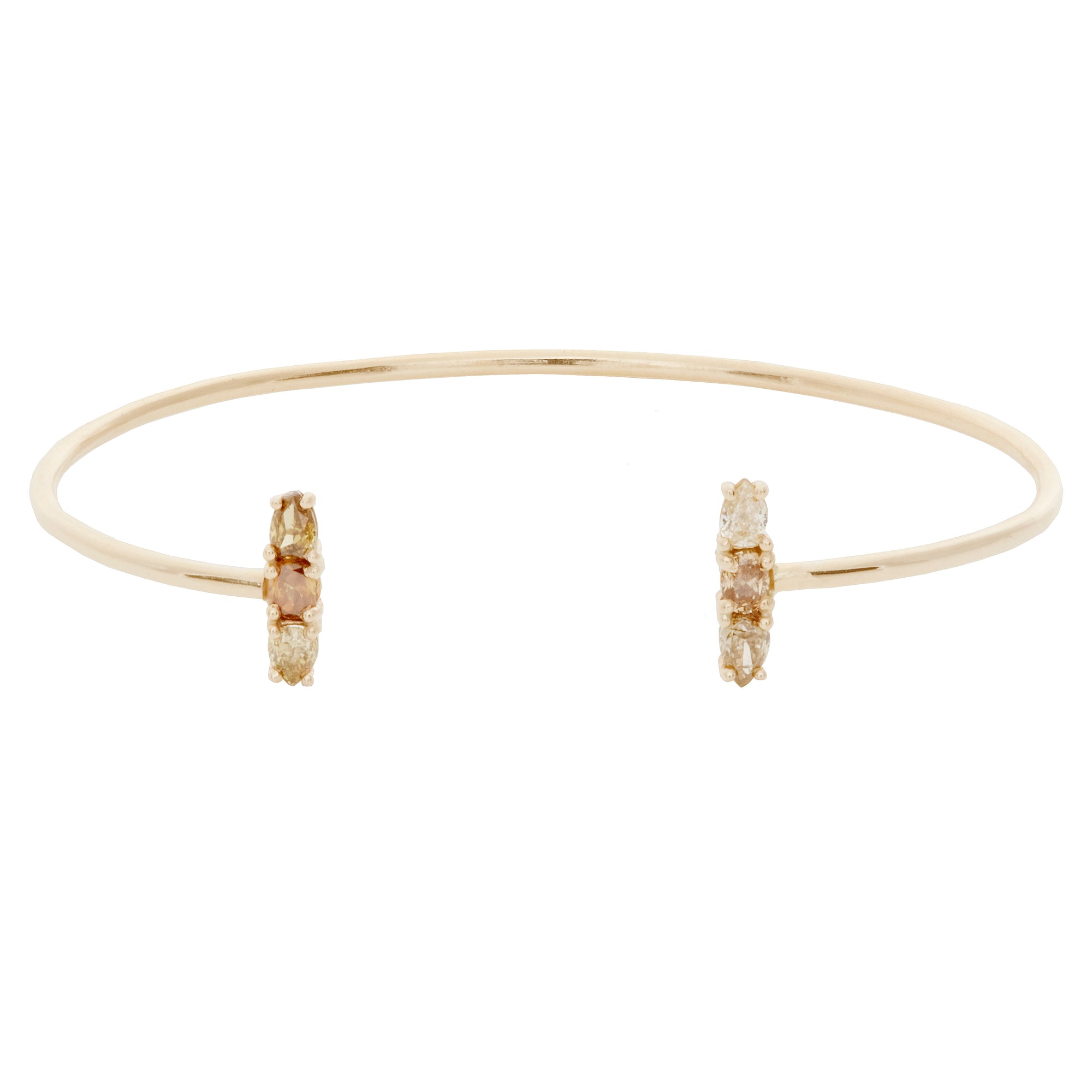 Stardust yellow gold natural color diamond cuff