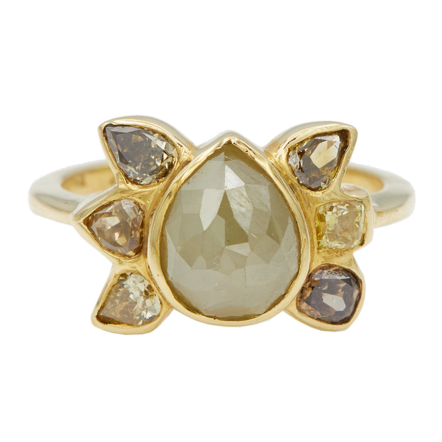 Stardust gray pear diamond ring