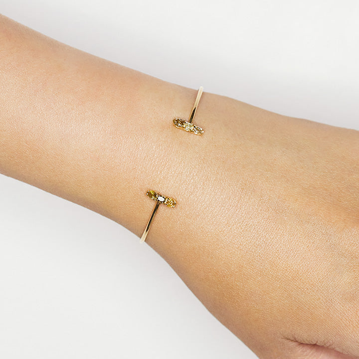 Stardust yellow gold natural color diamond cuff