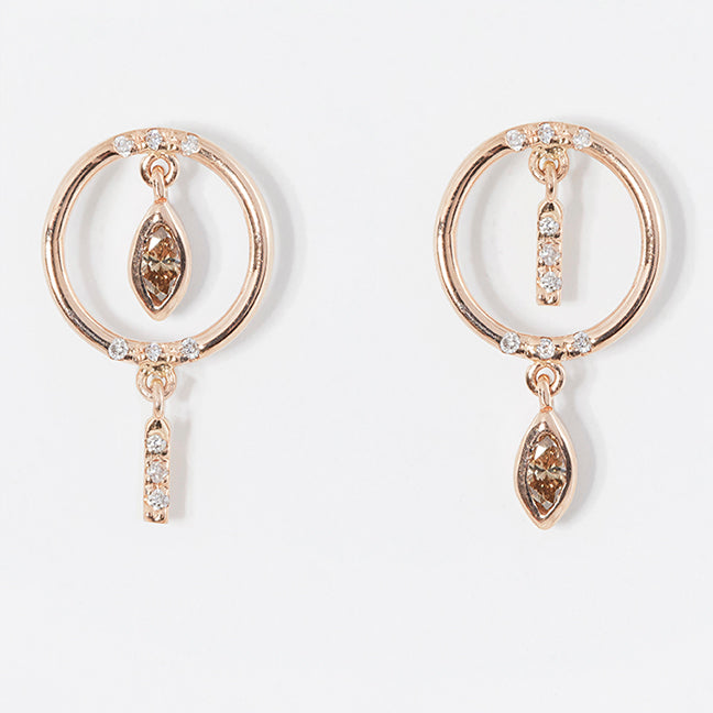 Gravity rose gold diamond earrings
