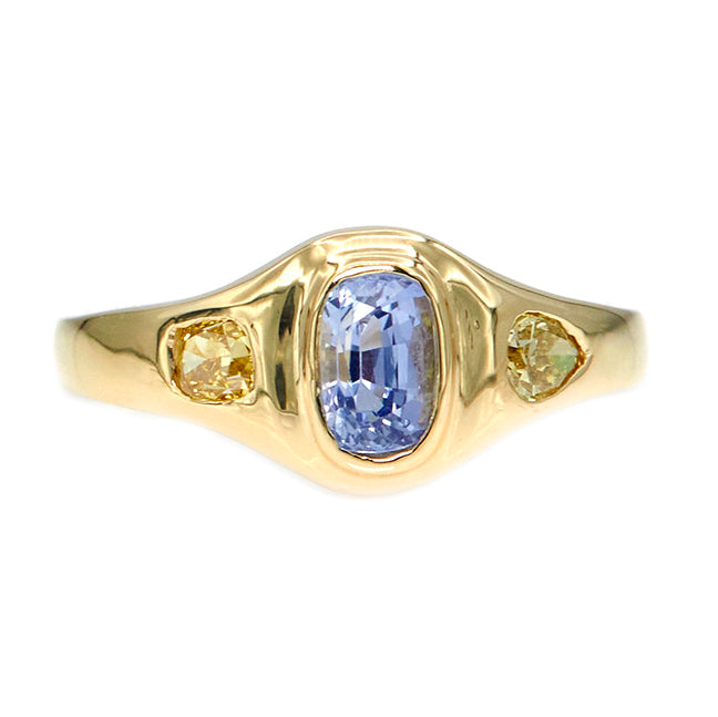 Neptune oval light blue sapphire diamond ring